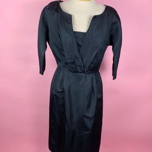 1950’s Black Faille Dress True Vintage